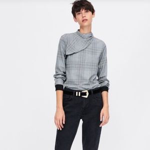 Zara Basic Checked Wrap Top Collection Size Small